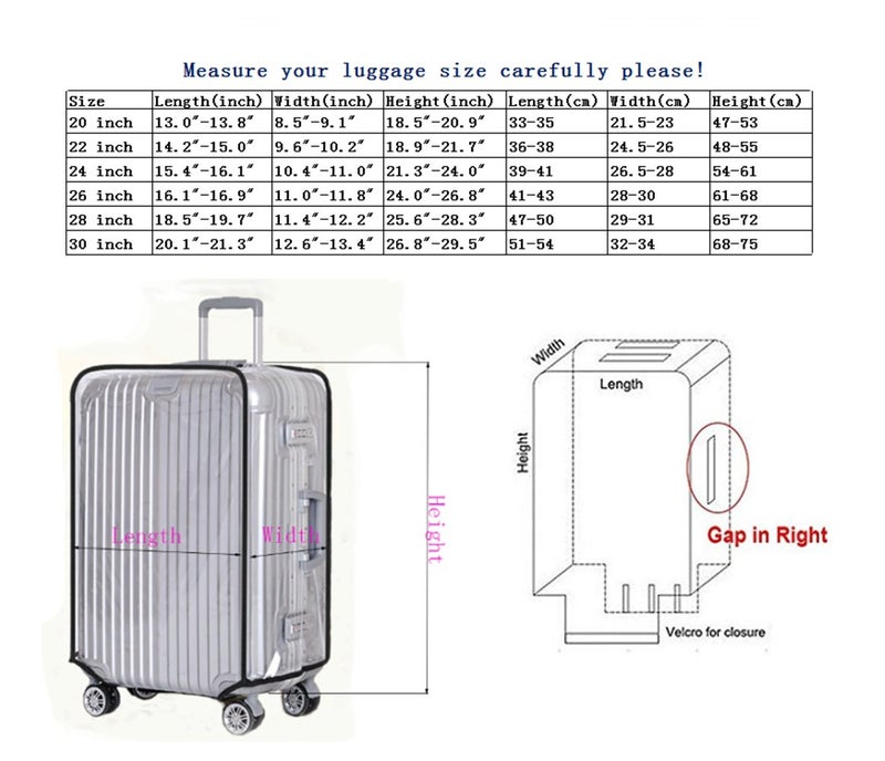 JenKin Luggage Protector Suitcase Cover PVC Waterproof Travel Suitcase Fits Most 20" to 30"ï¼ˆ26" (16.9" L x 11.8" W x 26.8" H)ï¼‰ - Image 3